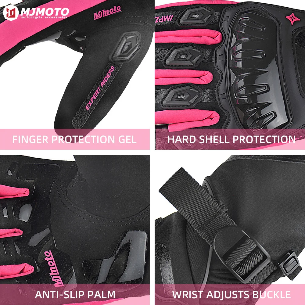 Winter Lady Motorcycle Gloves Pink/Purple 100% Rainproof Warm Motorbike Riding Gloves Women Motocross Gloves Moto Equipment view 6