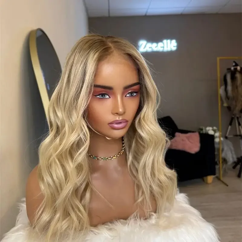 Natural Glueless Ombre Blond Body Wave Hair Wig 150 Density 13x4 Lace Front with Baby Hair Pre-Plucked 100% Human Hair view 4