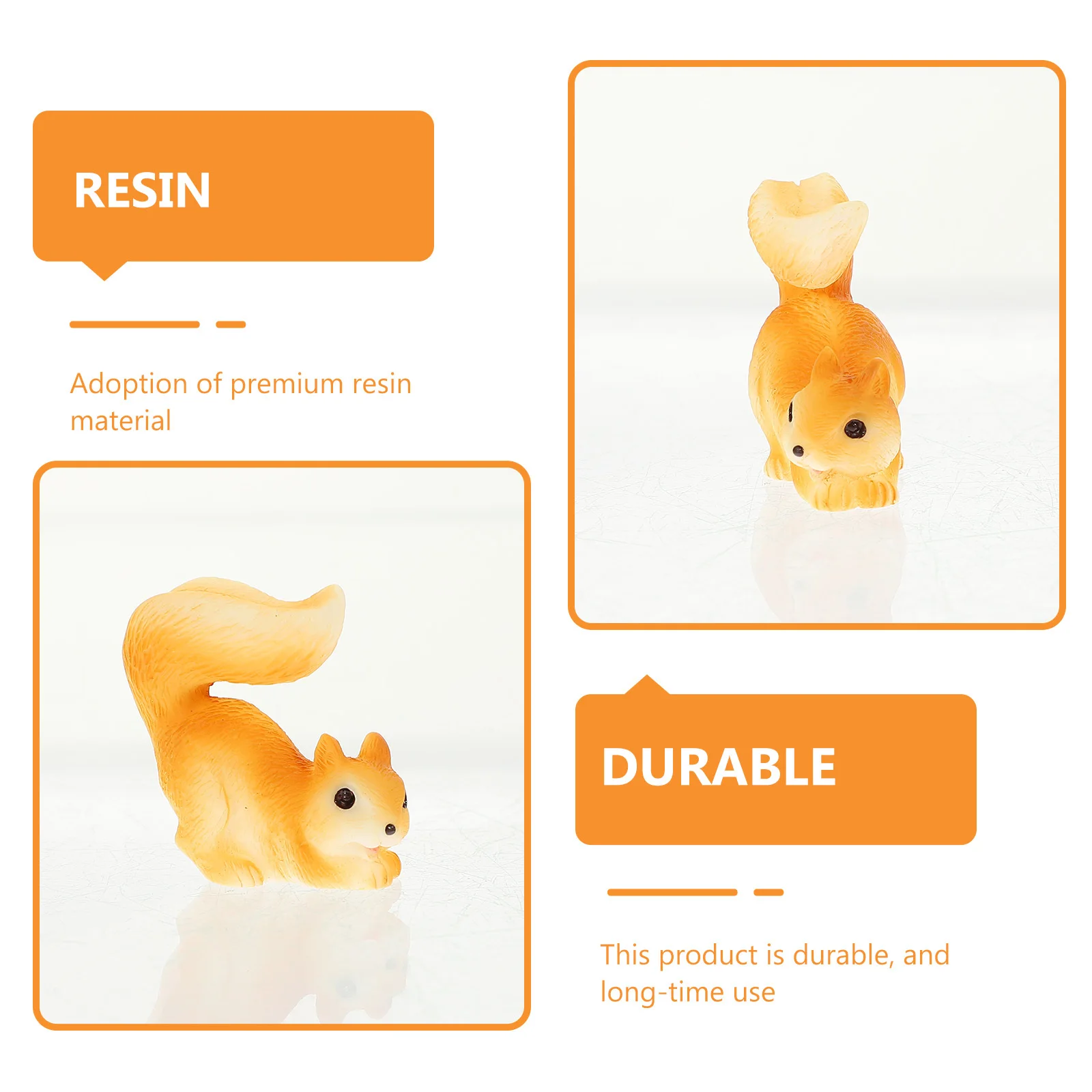 

10Pcs Mini Squirrel Resin Decoration Durable Ornament for Fairy Garden Bonsai Micro Landscape Compact Garden Decor