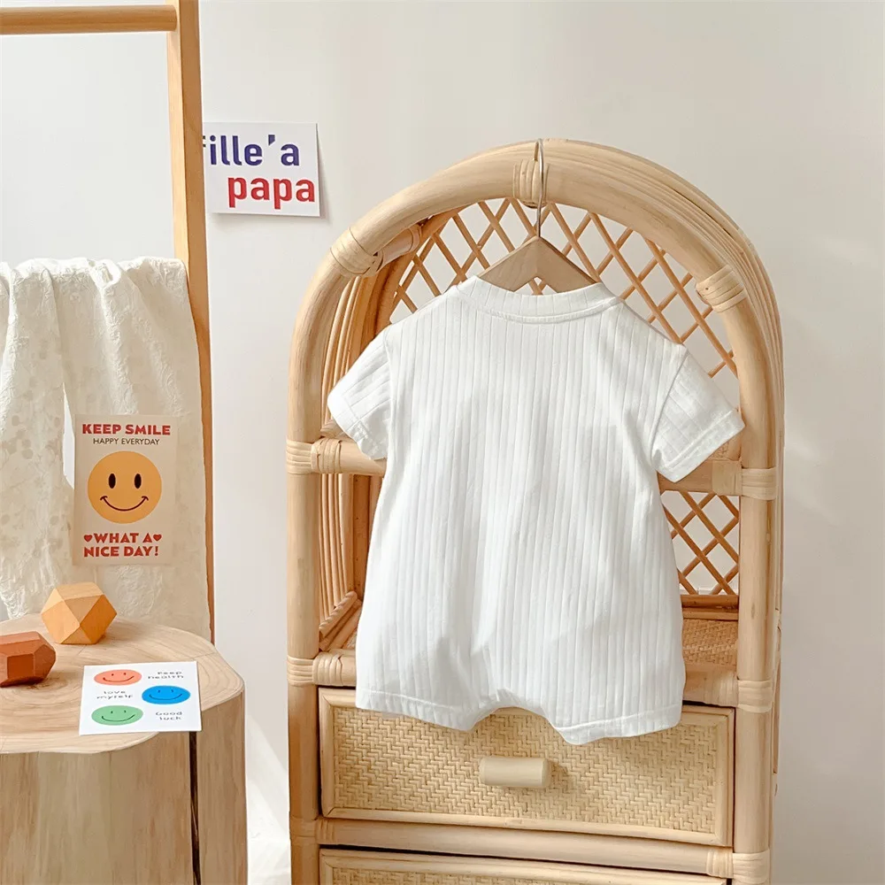 2024 Summer New in Kids Infant Boys Girls Clothing - Newborn Baby Cool Short Sleeve 3D Cloud Bear Letter Romper 0-24M