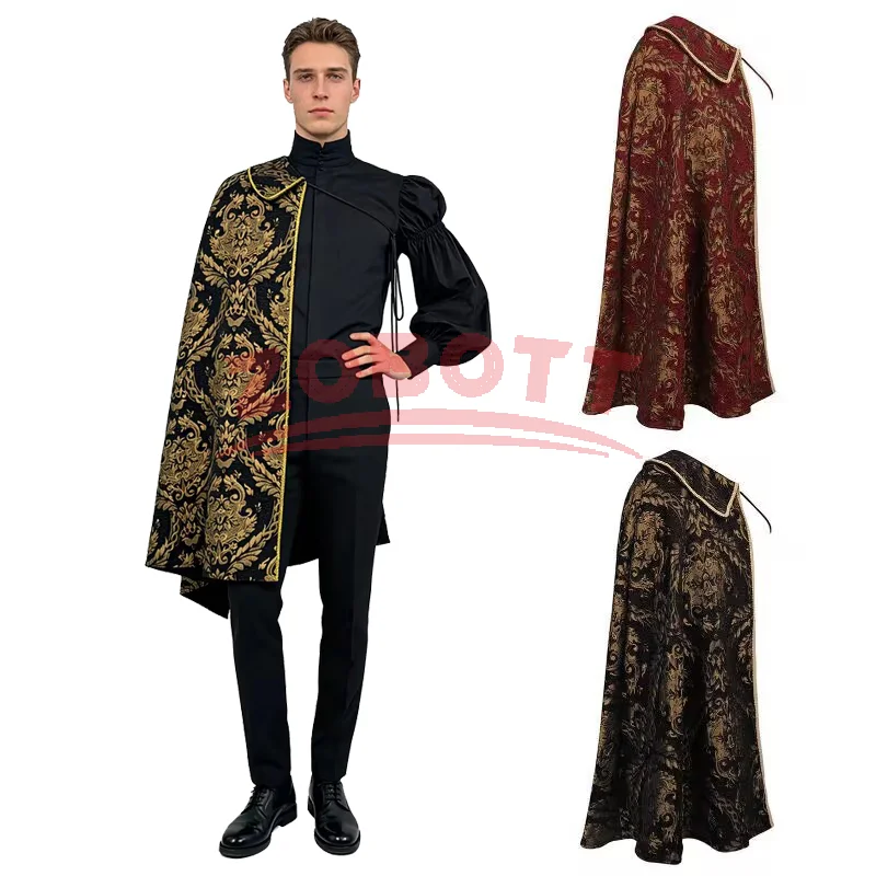 Capa de un solo hombro estilo Steampunk, disfraz medieval renacentista, capa de rey Tudor noble