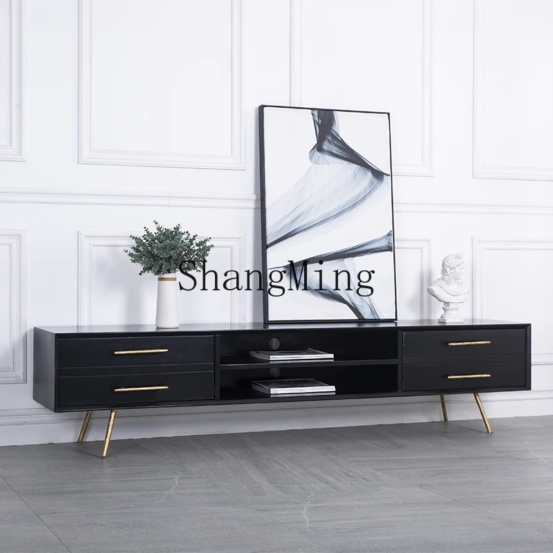 

CL Light Luxury Retro Solid Wood TV Cabinet Modern Minimalist Style Furniture TV and Coffee Table Set