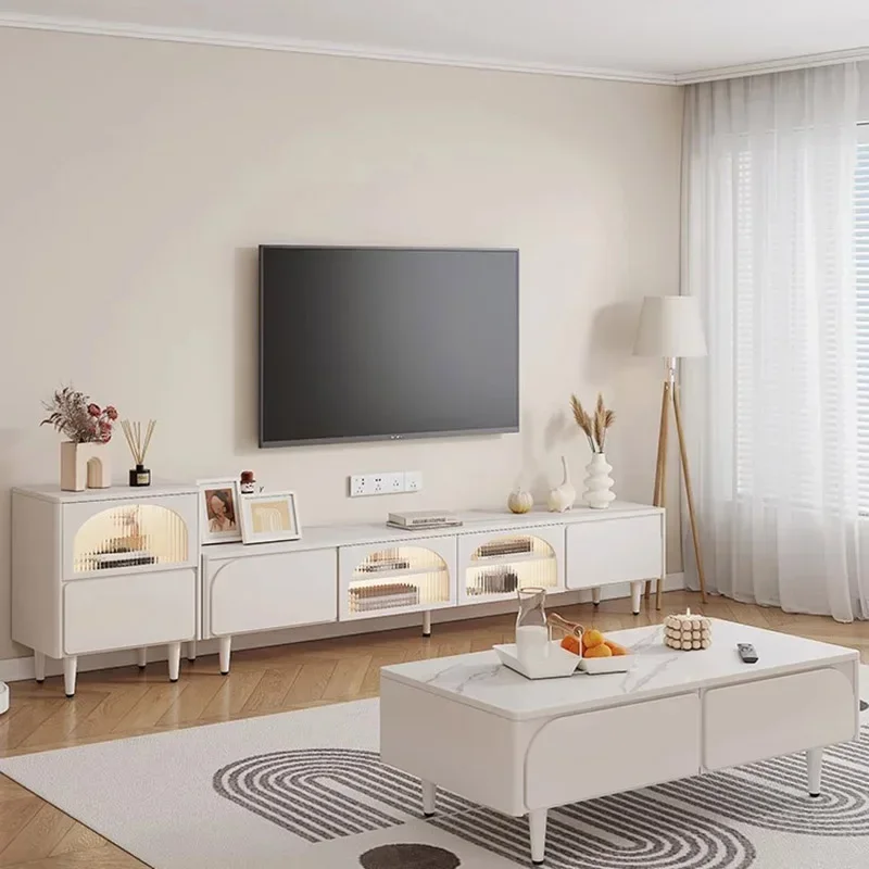 Led غرفة المعيشة تلفزيون خزانة الأبيض تخزين عرض فاخر التلفزيون تقف الترفيه Suporte الفقرة تلفزيون صالون الأثاث MQ50DS