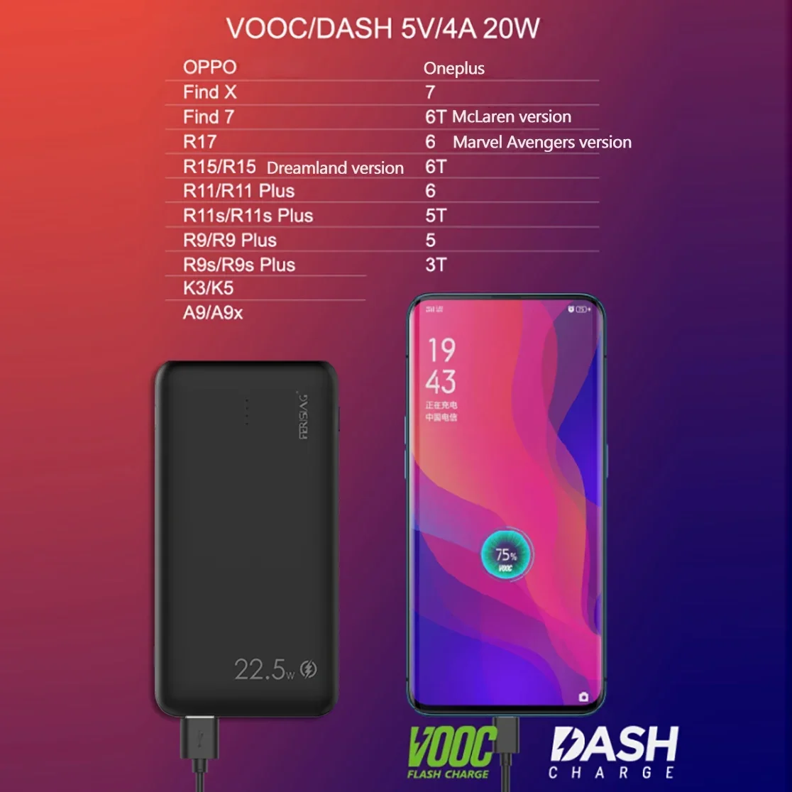 5A VOOC Super Fast Charger 10000mah Power Bank USB Type C External Battery PD QC 3.0 Powerbank for Oneplus 6T 7 8 9 10 FERISING