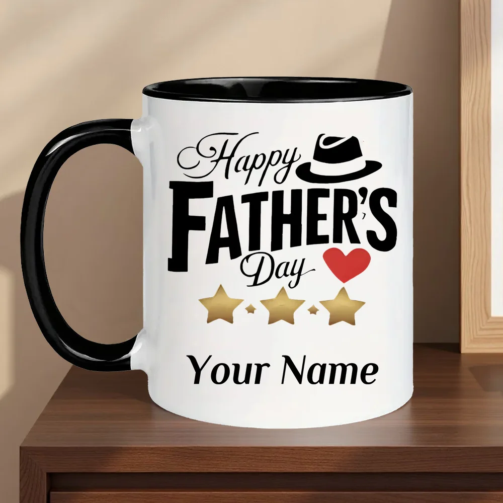 Personalized Custom Name Text Ceramic Mug Dishwasher Safe Reusable Coffee Cup For Dad Grandpa Husband Father’s Day Holiday Gift