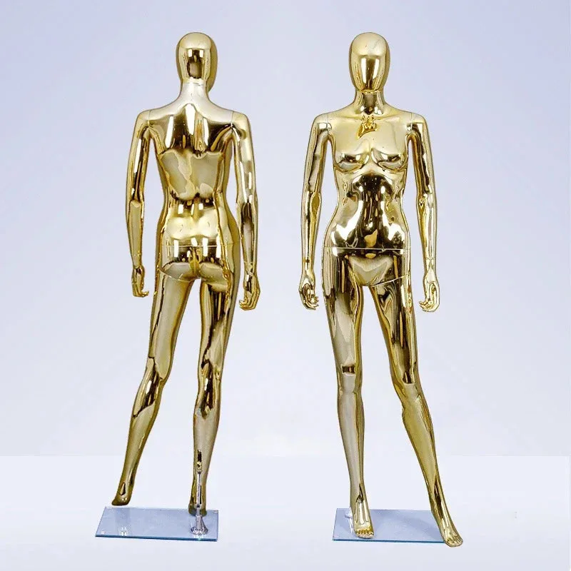 Modern Gold Mannequins for Women's Clothing Stylish Plastic Full Body Mannequins Simple Adult Mannequins for Clothing Stores