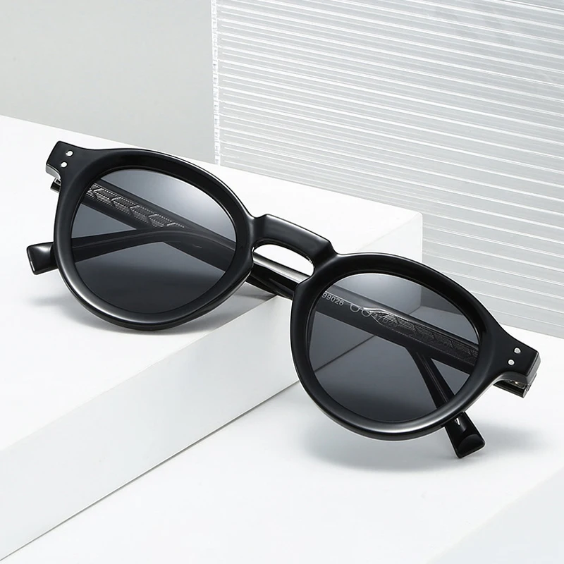 JNPCXI New Round TR90 Leopard Contrast Color Women Sunglasses Retro Rivets Punk Men Sun Glasses Shades UV400