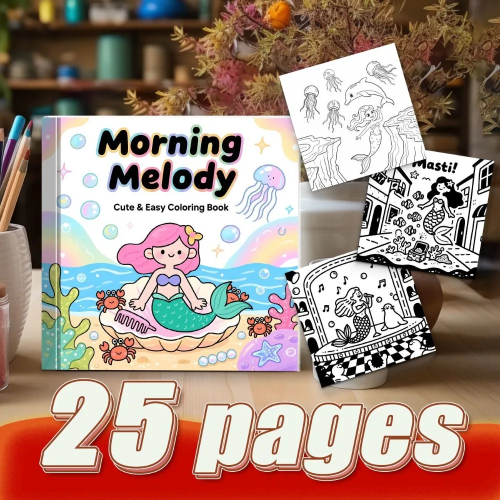 Mermaid Brushing Hair Coloring Book Parent Child Co Reading Early Education Cognition Easy To Color Unique Ocean Scenes