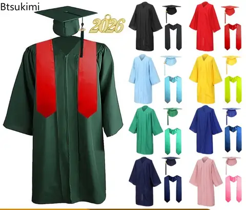 Robe de Cérémonie de Remise des Diplômes pour Adultes avec Chapeau et Étole – Tenue Commémorative pour Étudiants, Docteurs et Maîtres de l'Université