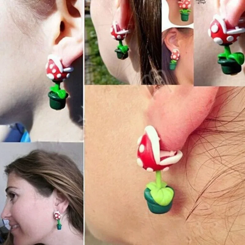 Super Mario Earring Anime Women Cosplay Ear Clip Earrings Cartoon Fashion Stud Earrings Handmade Trinket Decorate Jewelry Gift