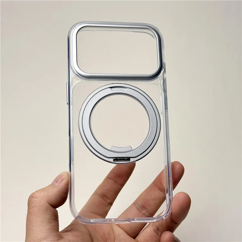 

Clear Magnetic Phone Case with Rotating Pivot Kickstand & Full Camera Protection, Compatible with iPhone 17 17 Pro 17 Pro Max