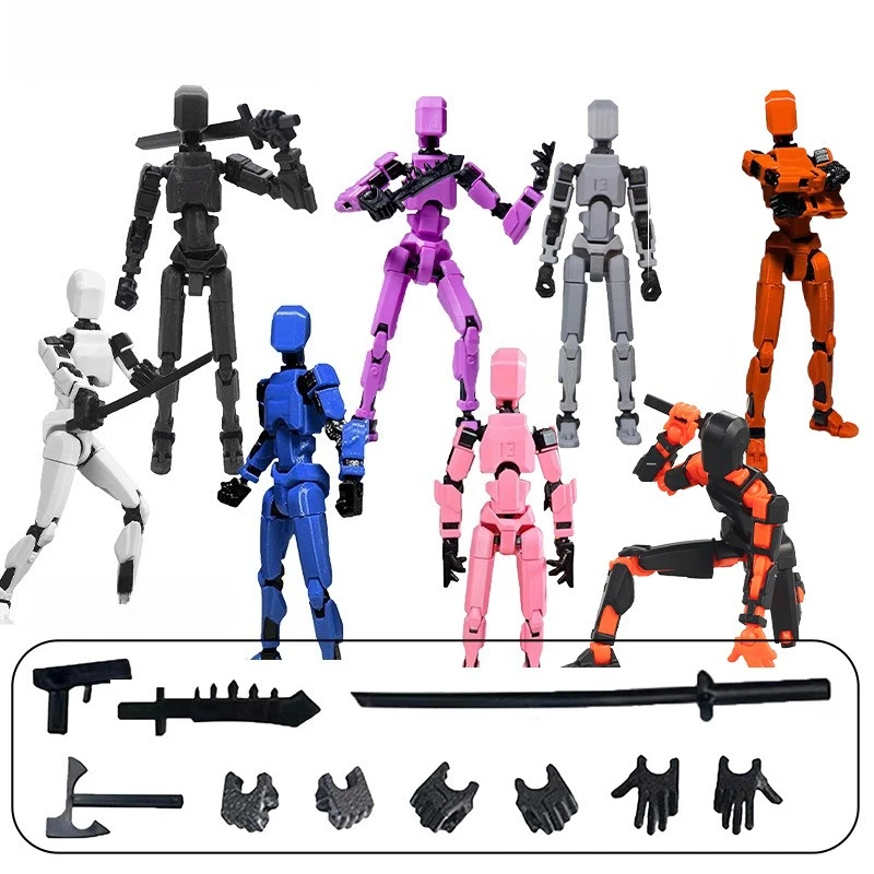 

Lucky Joint Movable Doll T13 Doll Toy 3D Printing 3rd Generation Dummy Doll DIY Radish Man Building Block Stress Reliever Toys