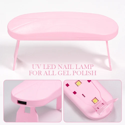 Imagen 2 del producto Lámpara de uñas 6w Mini secador de uñas blanco rosa lámpara Led Uv interfaz Usb portátil uso doméstico manicura herramienta de Arte de uñas herramienta de salón de pedicura