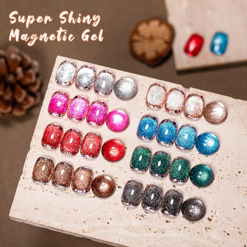 سوبر لامعة القط المغناطيسي هلام طلاء الأظافر تألق بريق شبه دائم عاكس هلام الأشعة فوق البنفسجية/LED نقع قبالة مسمار الفن زينة #2
