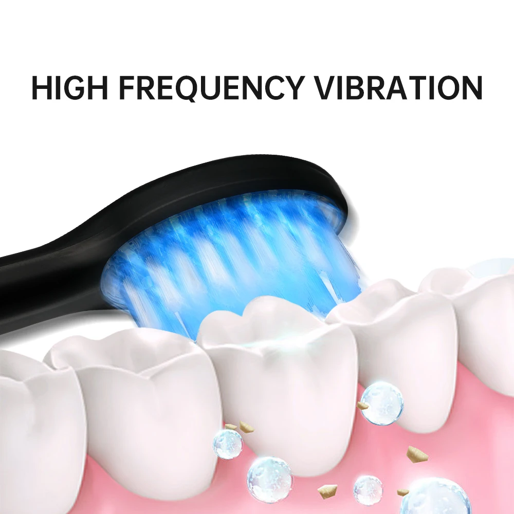 Groothandel thuisgebruik Hoge kwaliteit effectieve reiniging 4 modi Blauwe led zachte haren Zwarte luxe elektrische tandenborstel