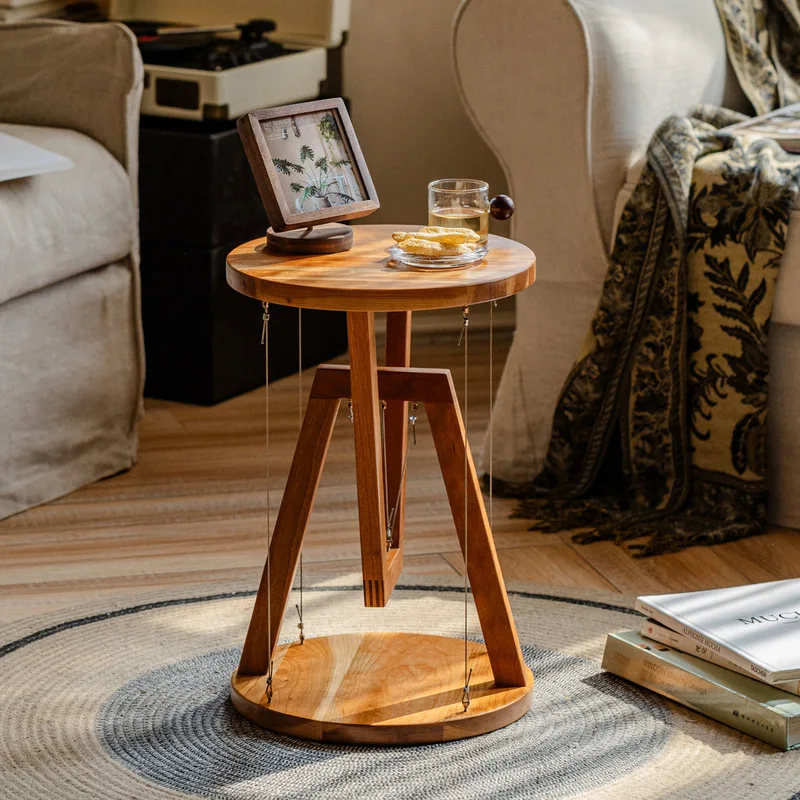 Solid wood creative round small coffee  simple side  anti-gravity floating mini living room sofa small round