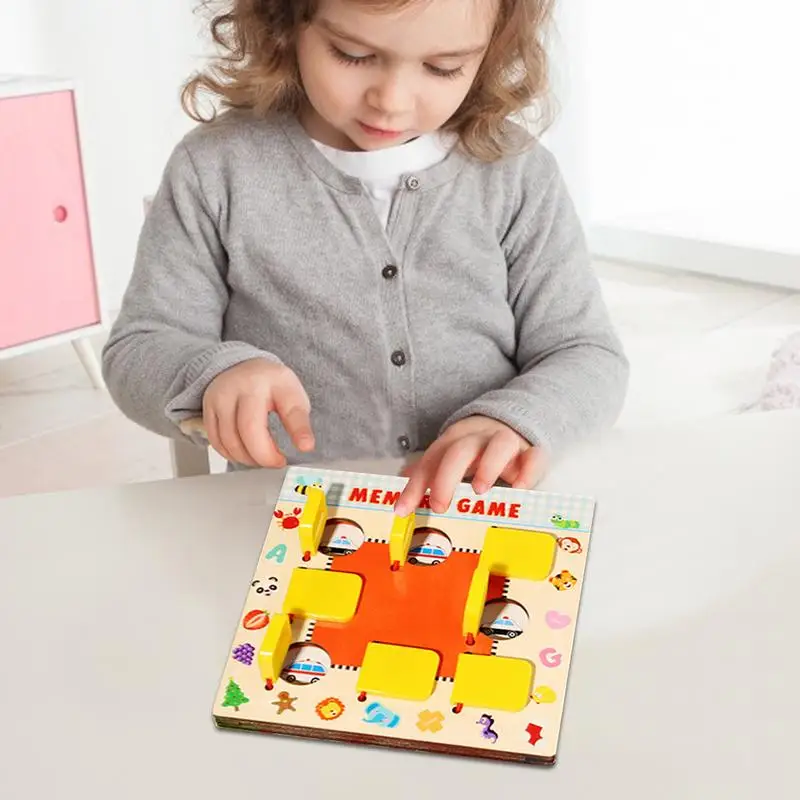 Wooden Matching Game 10 Double-sided Cards Preschool Learning Toy Educational Learning Activities Chess Matching Game Wooden