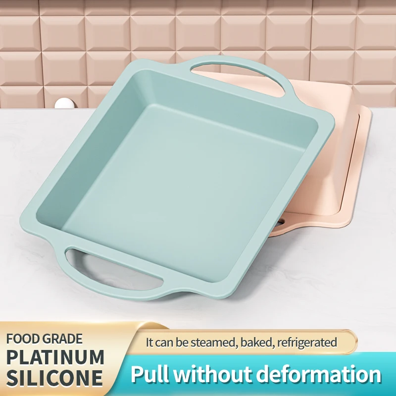 Square Silicone Bakeware with Handle Non-stick Silicone Bread Pan Mold with Metal Reinforcement Frame, Suitable for Homemade Bak