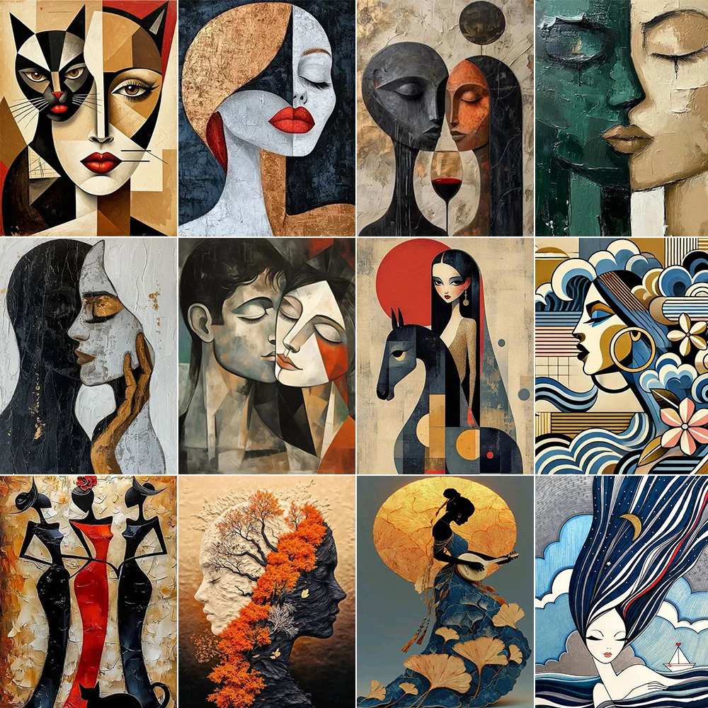 

Abstract Female Adults Digital Oil Painting By Numbers DIY Kit Hand-painted Oil Painting Frameless Digital Coloring Home Decor