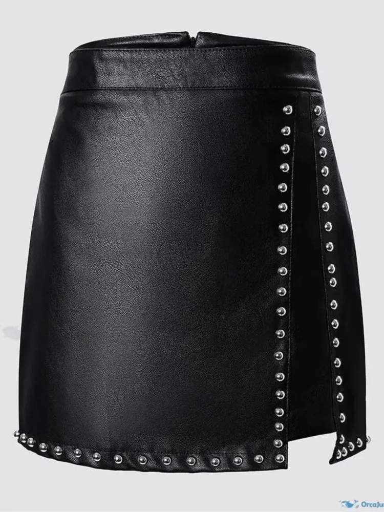 أزياء المرأة تنورة مطرز البسيطة بو الجلود الورك تغطي سليم سستة مثير تنورة قصيرة جديد الخريف أنيقة التنانير السوداء غير رسمية