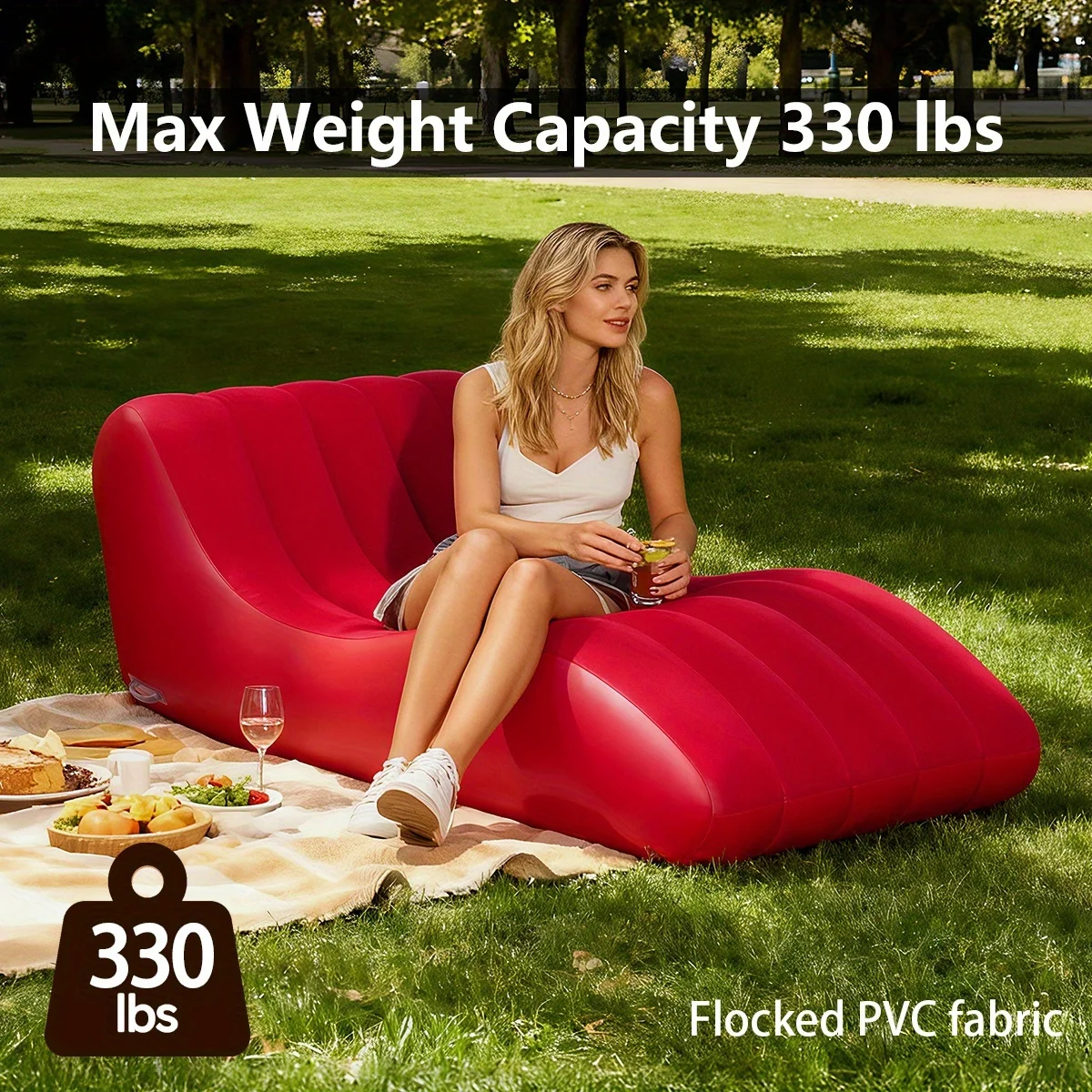 Inflatable Lounger Beach Air Sofa Chair Lazy Lounge Sofa for Indoor Living Room Bedroom, Outdoor Trave，lInflatable Deck Chair