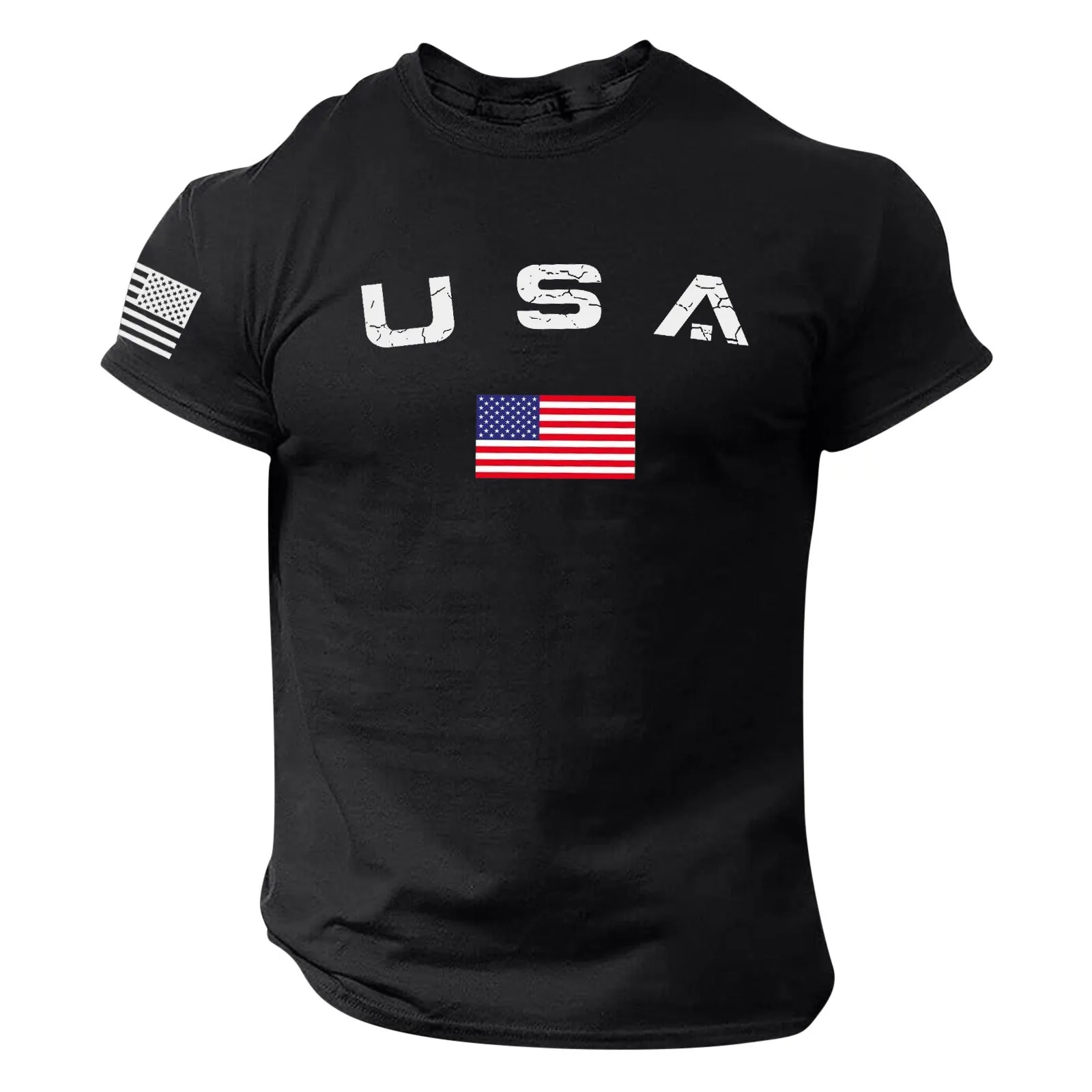 Men\'s t-shirts Men\'s Independence Day Flag Print Spring/summer Leisure Sports USA Independence Day 4 Of July Flag Top