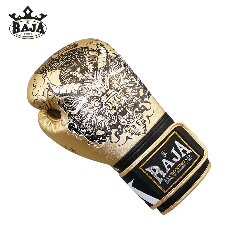 Raja Boxing Gloves Adult Professional Microfiber Golden Dragon Maui Thai Kickboxing MMA Sparring Punching Bag Training Gear Mitt