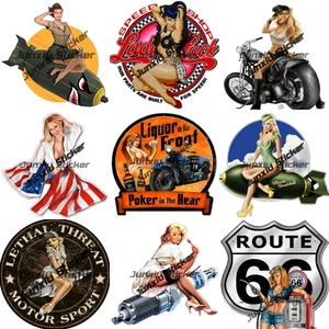 Europa y América chica retro pin up pegatina pegatina retro chica rubia bomba parachoques de vinilo accesorios para automóviles impermeables 10 mejores calcomanías de chicas pinup de ventas - №6