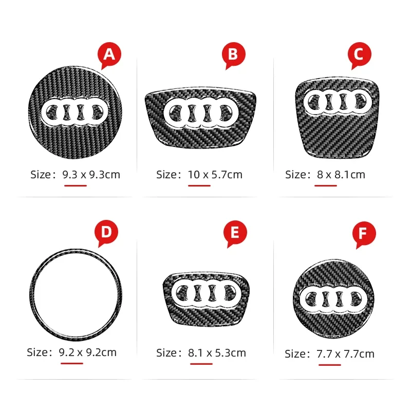 Car Steering Wheel Ring Sticker Carbon Fiber Trim Decoration Auto Accessories For Audi A4 B8 B9 A6 C6 C7 A5 Q5 8R Q7 4L A3 8V Q3 - view 2