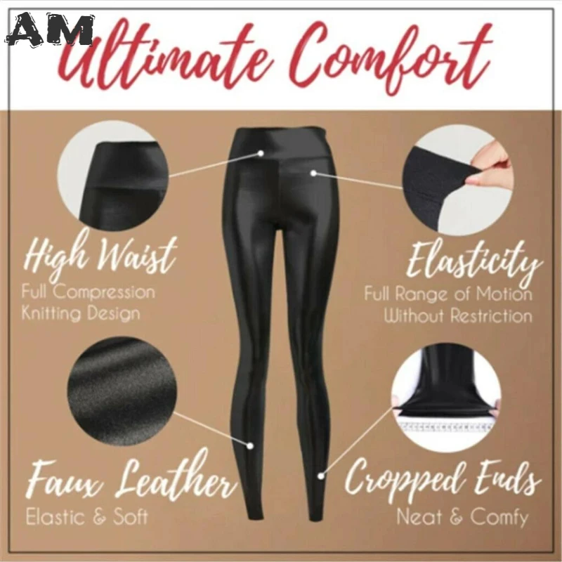 New Arrival Stretch Fit Black Summer PU Leather Shaper High Waist Leggings Pants for Women Autumn Winter Sexy Elastic Trousers