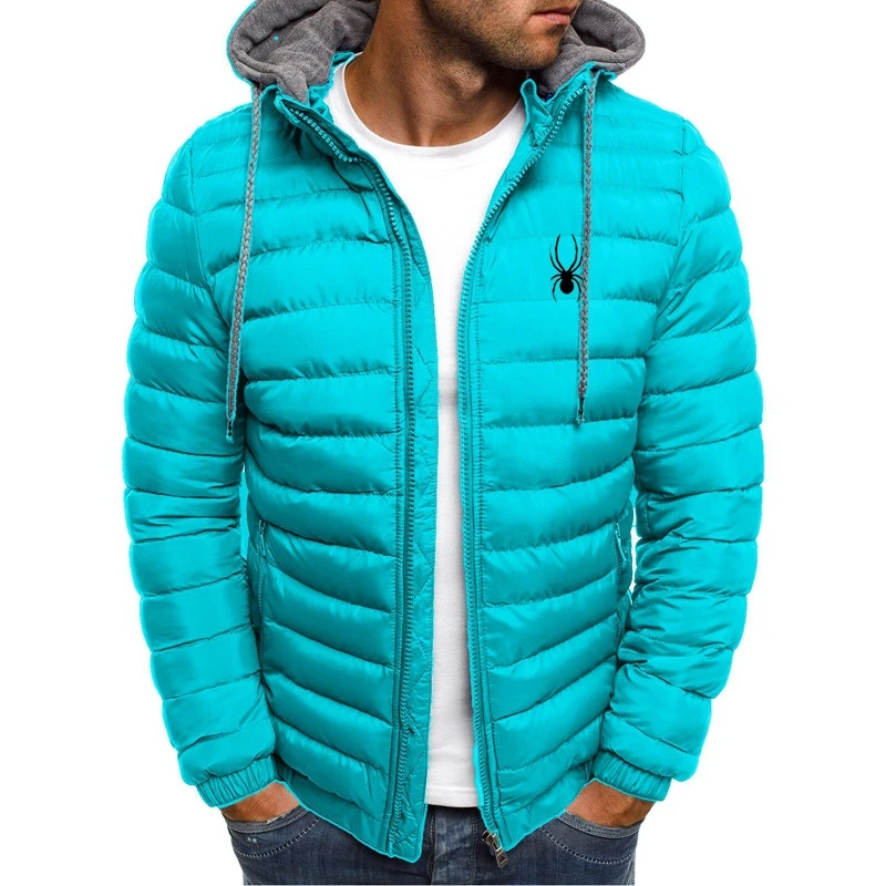 Jaquetas acolchoadas de algodão masculino com capuz, jaqueta com zíper, listras Parkas, roupas casuais, plus size, 3XL, outono, inverno