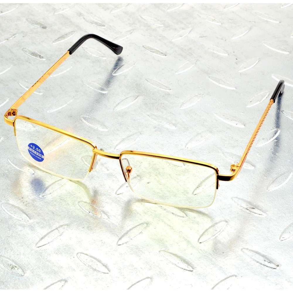 

High-grade Alloy Gold Color Half-rim Rectangle Spring Hinge Women Men Reading Glasses +0.75 +1 +1.25 +1.5 +1.75 To +4