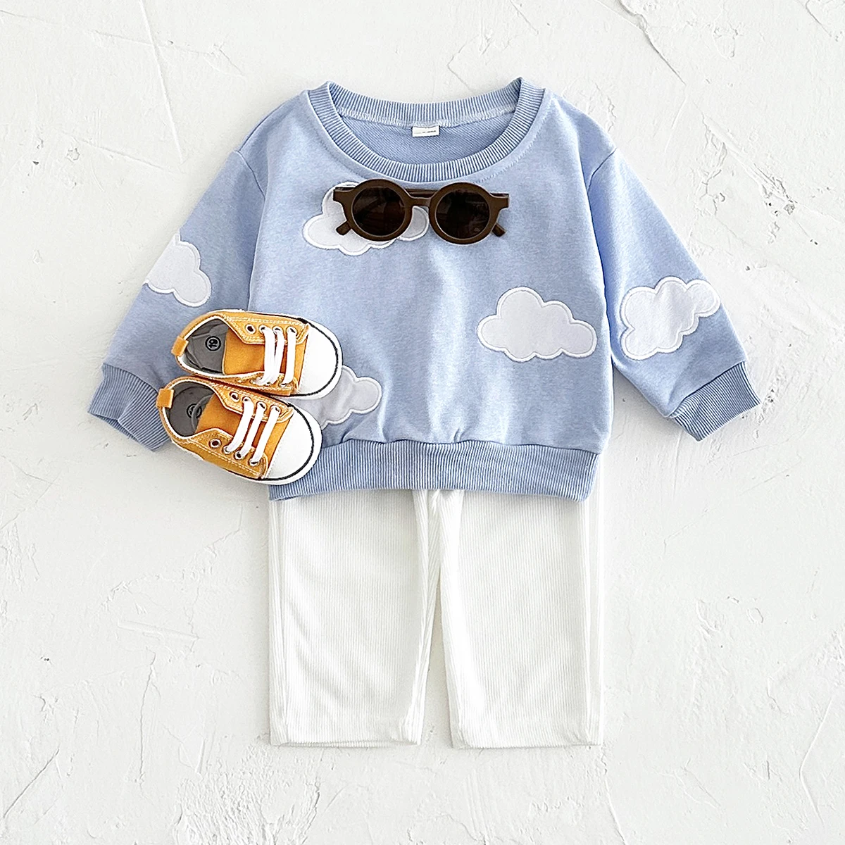 Newborn Baby Clothes Autumn 2Pcs Boys Girls Toddler Suit Flower Cloud Embroidery Warm Top+Pants Baby Clothing 0-3Y