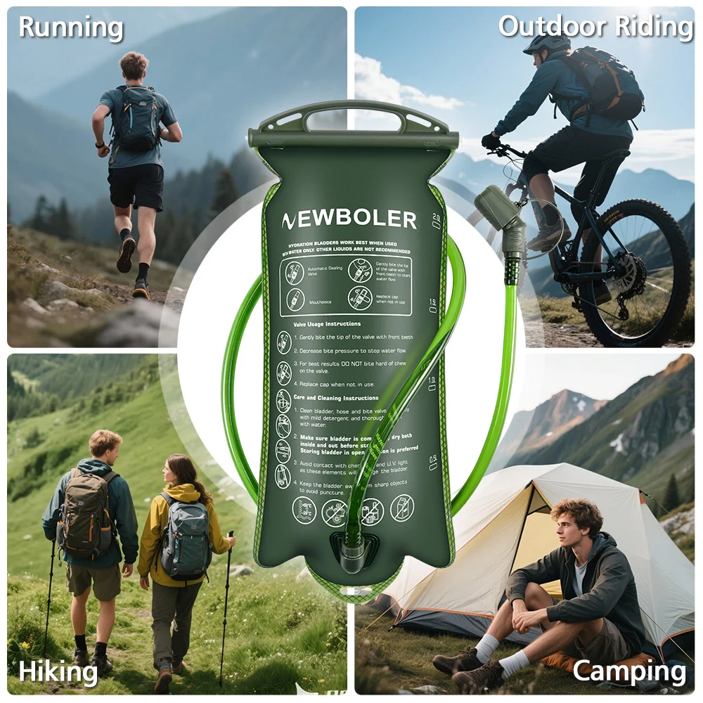 NEWBOLER Sport-Wasserblase, Trinkrucksack, Aufbewahrungstasche, BPA-frei, tragbar, lebensmittelecht, zum Trinken im Freien, Camping, Wasserbeutel – Detail 1