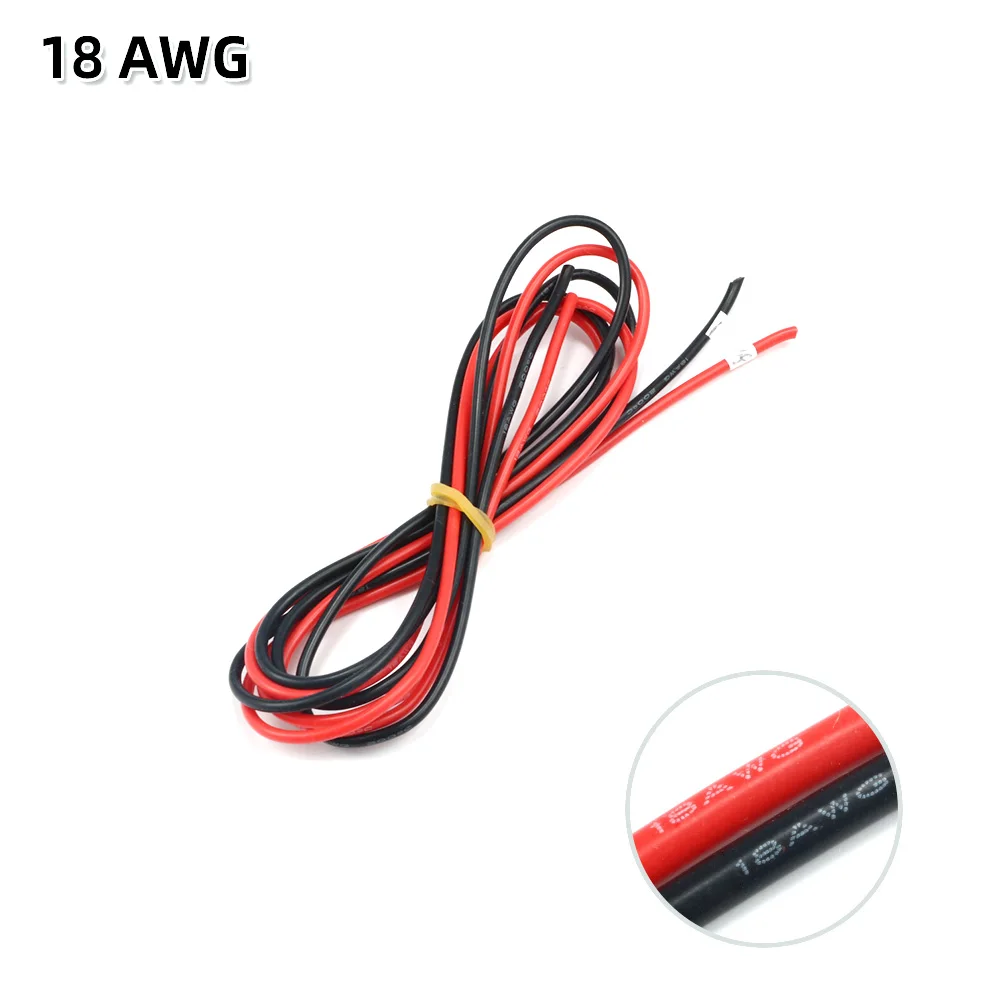 2 Meter Silikonkabel 8 10 12 14 16 18 20 22AWG Hitzebeständiges Weiches Silikon-Gel-Kabel (1 Meter Rot + 1 Meter Schwarz)