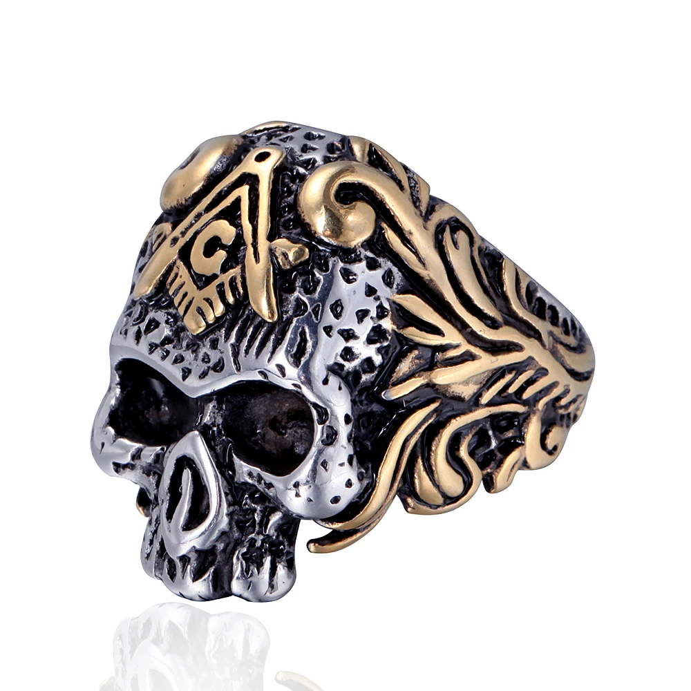 Stainless Steel Gothic Skull Men's Ring Vintage Sculpture Aggressive Gothic Rock Bike Men's Fashion Fashion Fashion Gift