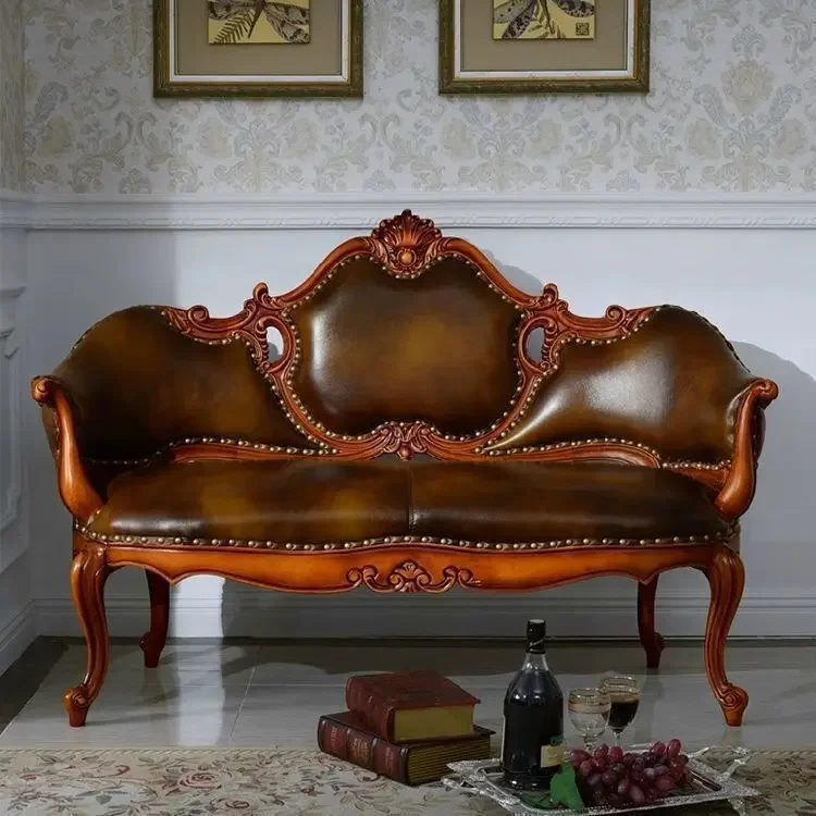 European and American style all solid wood American princess chair lover chair high-end American sofa minimalist