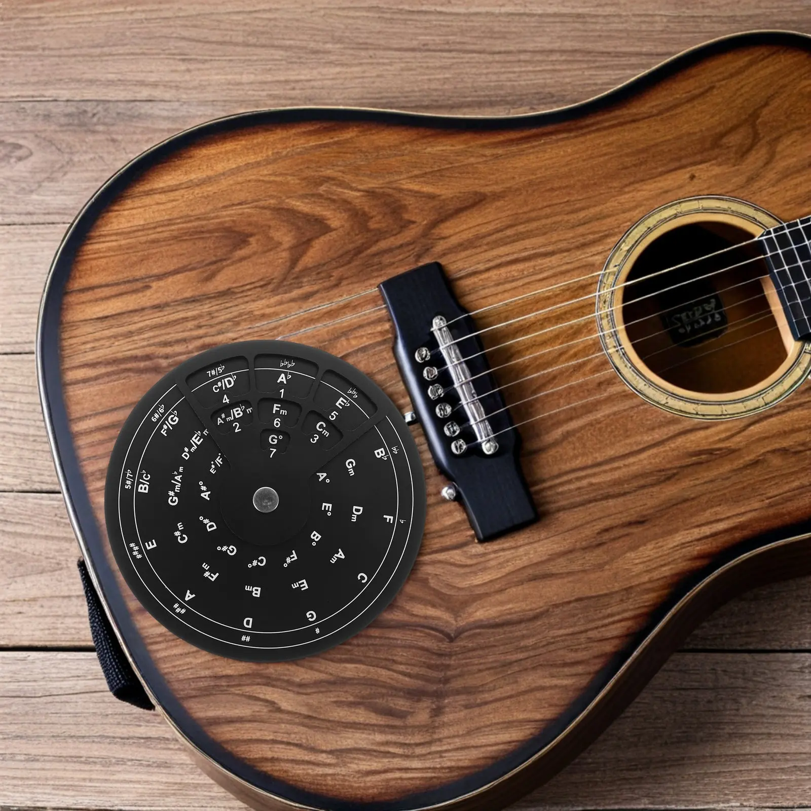 Guitar Circle of Fifths Wheel Aluminum Alloy Portable Chord Progression Chart Music Theory Tool Scale Finder Guitar Cards Chords view 4