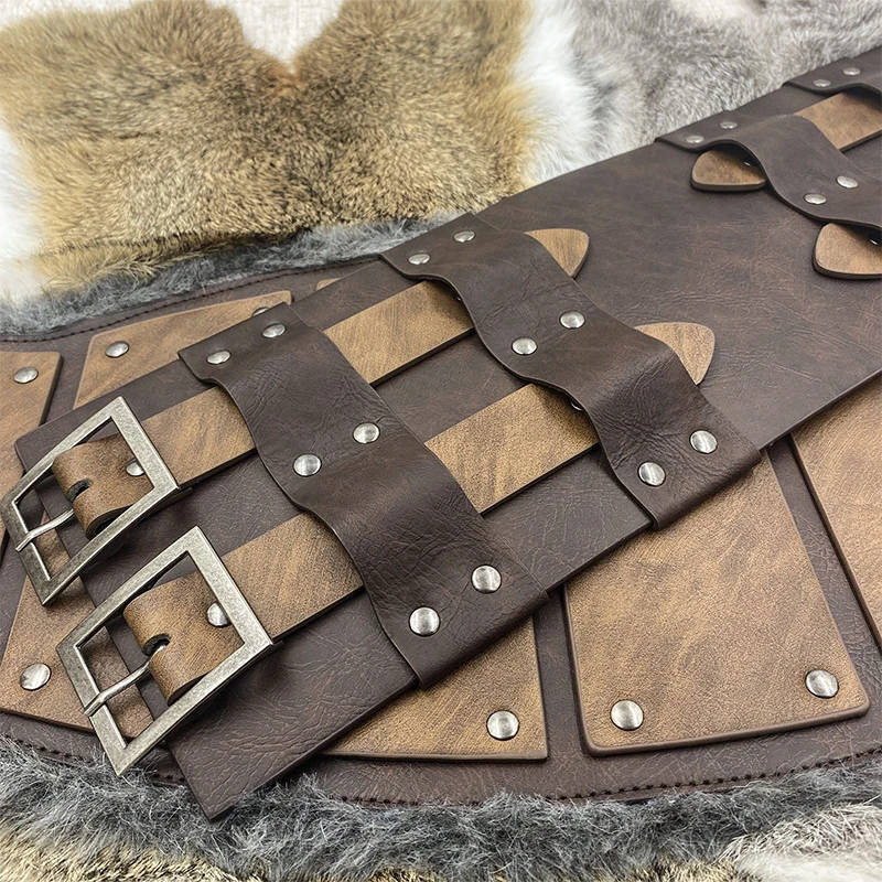 Cintura de couro com borda crua medieval, acessório de fantasia retrô viking nórdico, cinto de cintura para mulheres e homens para cosplay, adereços de desempenho