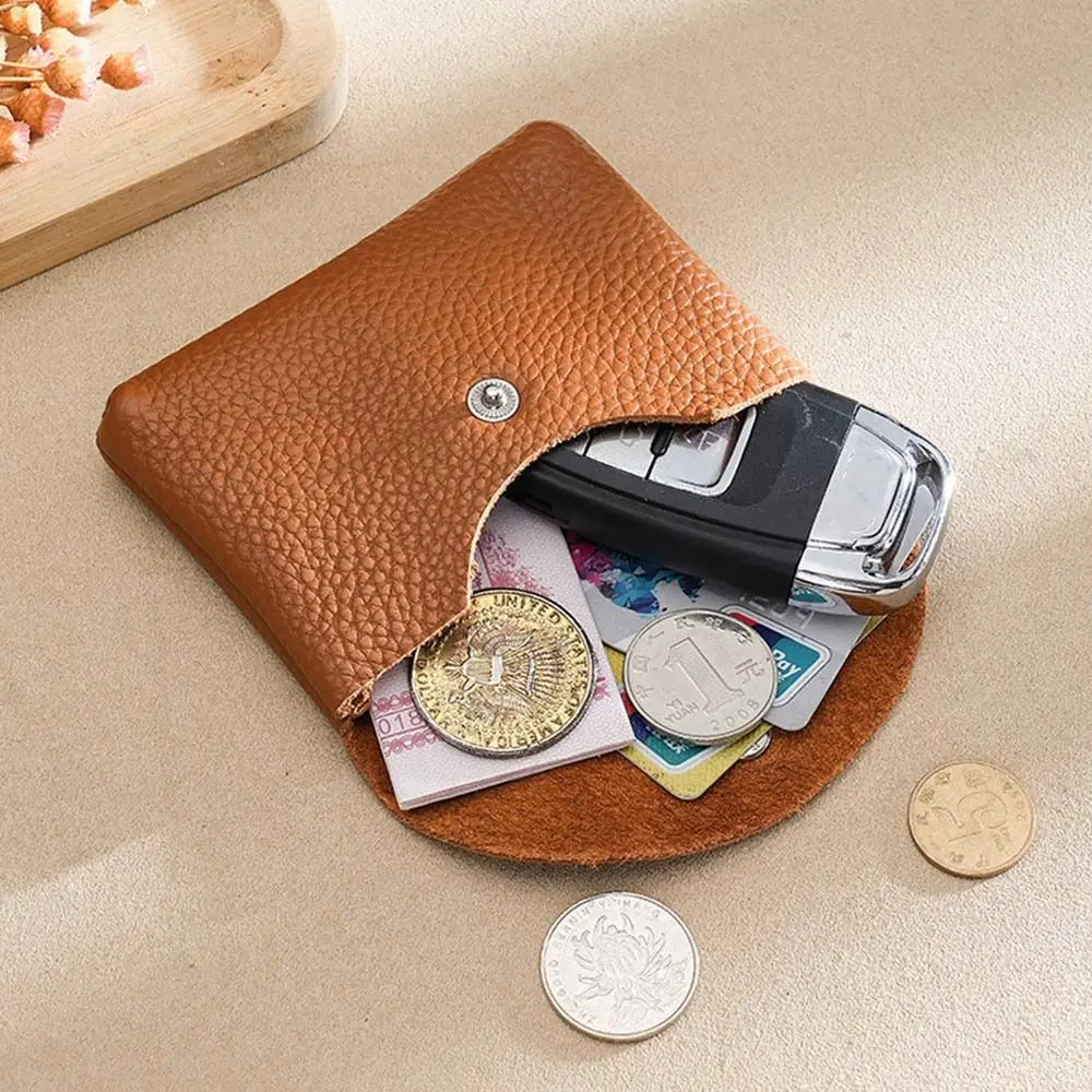 Dompet Koin Lapis Tunggal/Ganda Modis Tas Kartu Kulit Asli Multifungsi Dompet Kecil Pendek