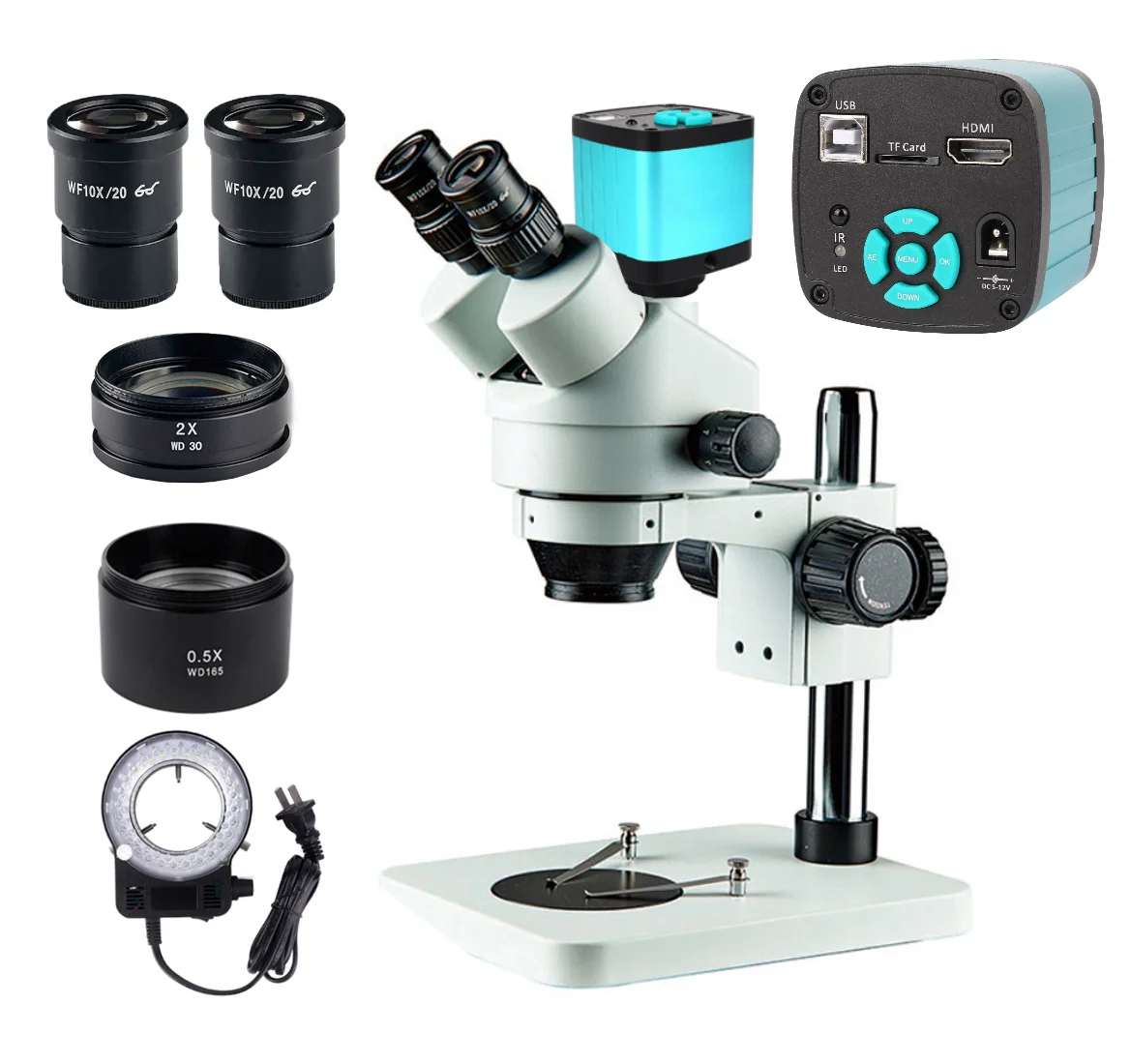 

High Precision 3.5X-90X Trinocular Stereo Microscope Digital 48MP Camera Industrial Inspection Mobile Maintenance