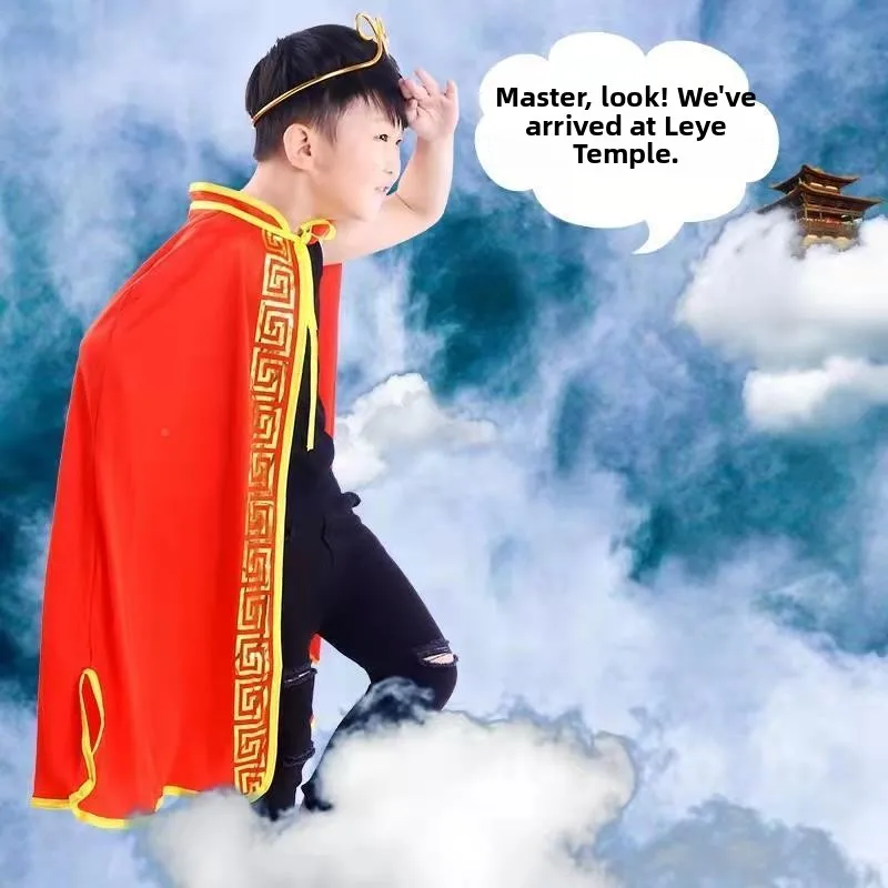 Rotes Affenkönig-Kostüm für Jungen, Kinder-Halloween-Par-Rollenstab, Maskenball-Robe, Westenreise in den Westen