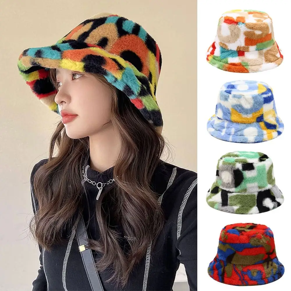 Winter Warm Fur Bucket Caps for Women Men Outdoor Keep Fluffy Panama Female Thickened Hair Windproof Fisherman Caps Lamb Wool