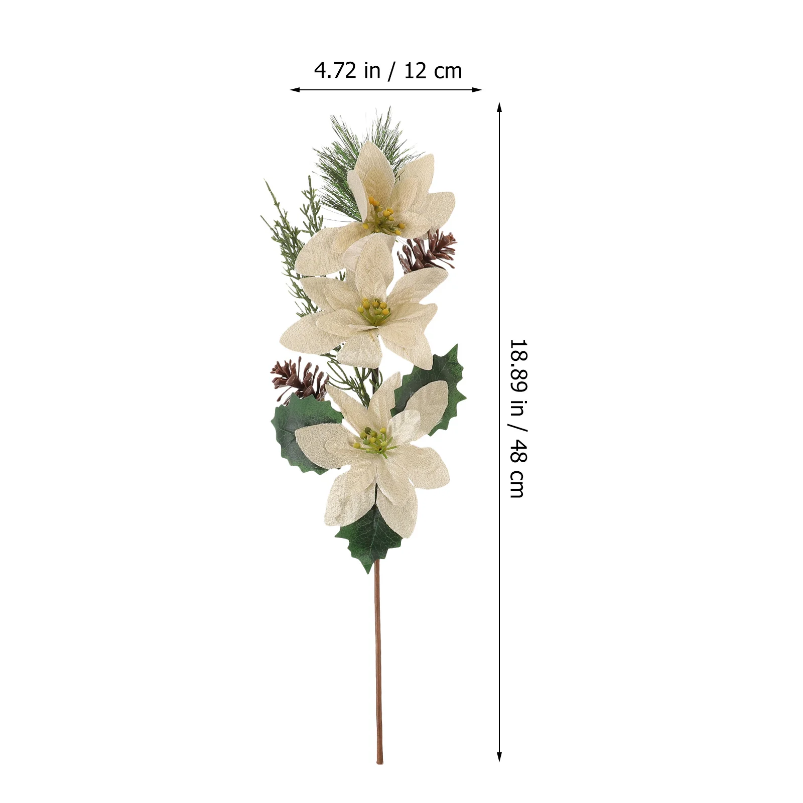 

2Pcs Simulation Poinsettia Branches Christmas Decorative Stems Xmas Floral Picks for Home Holiday Party Tree Decoration Supplies