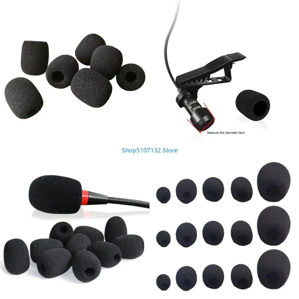 87HD 10pcs Headset Replacement Cover Gooseneck Sponge Foam Microphone Windscreen