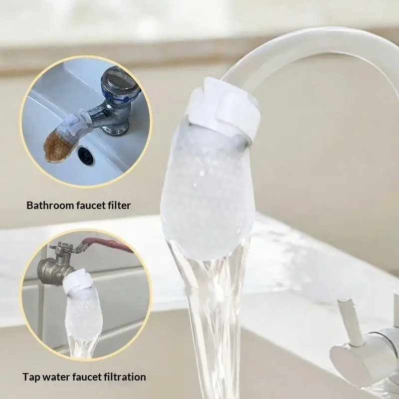 40/50/100Pcs Universal Faucet Filter Cotton Anti-splash Thickened Faucet Filter With T-strap Tap Water Filter Bag