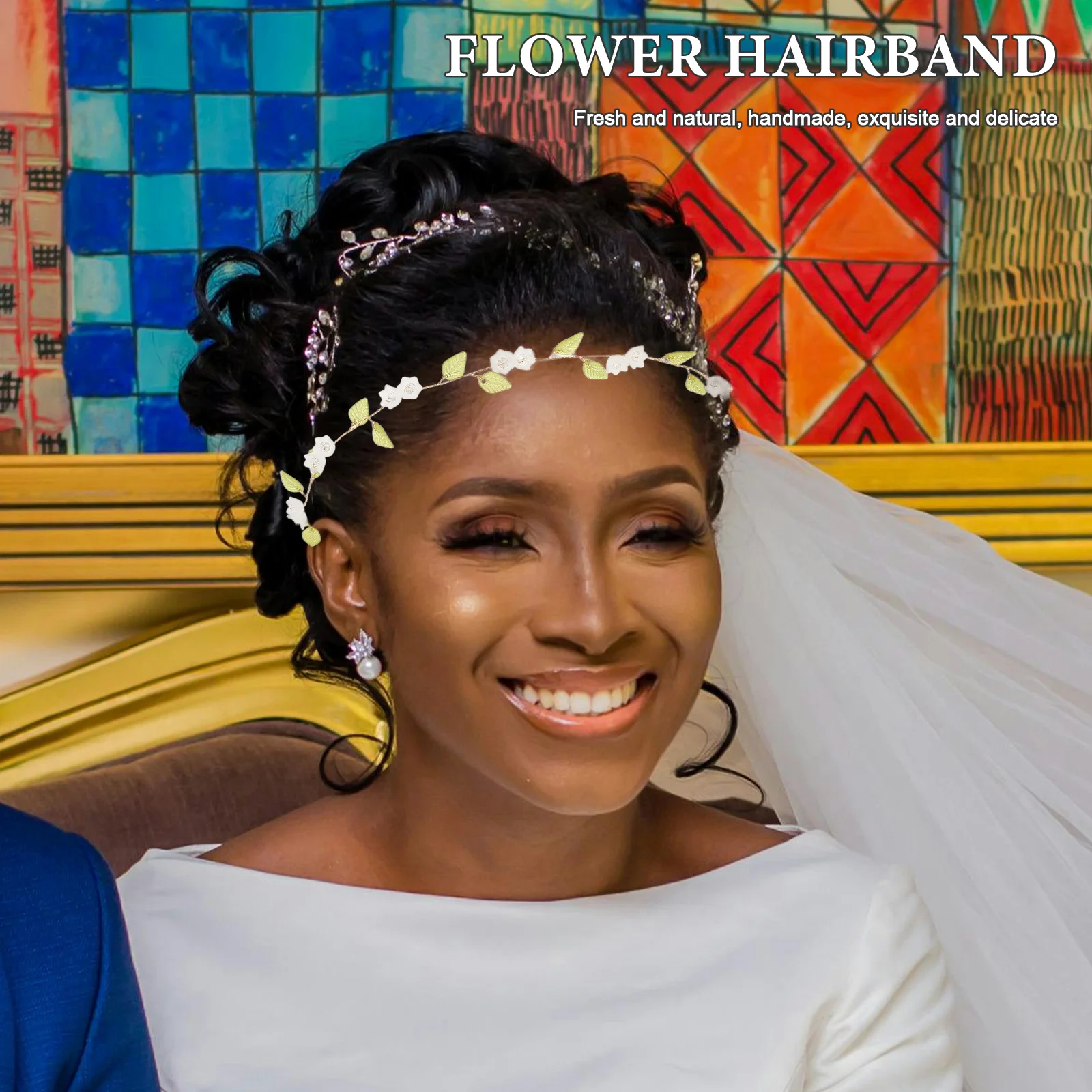 Handmade Lily of Flower Crown Headband Romantic Bridal Hairpiece Wedding Headband for Bride Floral Hair Accessories