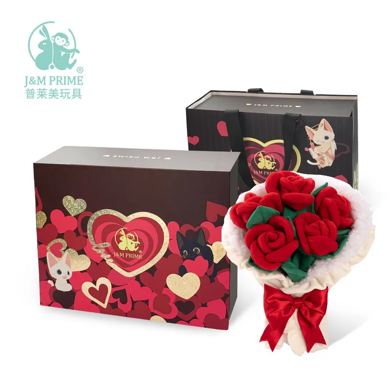 

J&M Plush Stuffed Toy Bouquet Soft Fluffy Handheld Flower Gift For Valentines Day Birthday Girlfriend Wife Kids Present