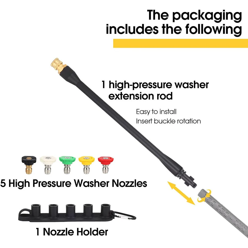 Pressure Washer Gun Extension Wand Set with 5 Spray Nozzles Pressure Washer Wand 1/4’’ Quick Connect for Ryobi Portland Husky