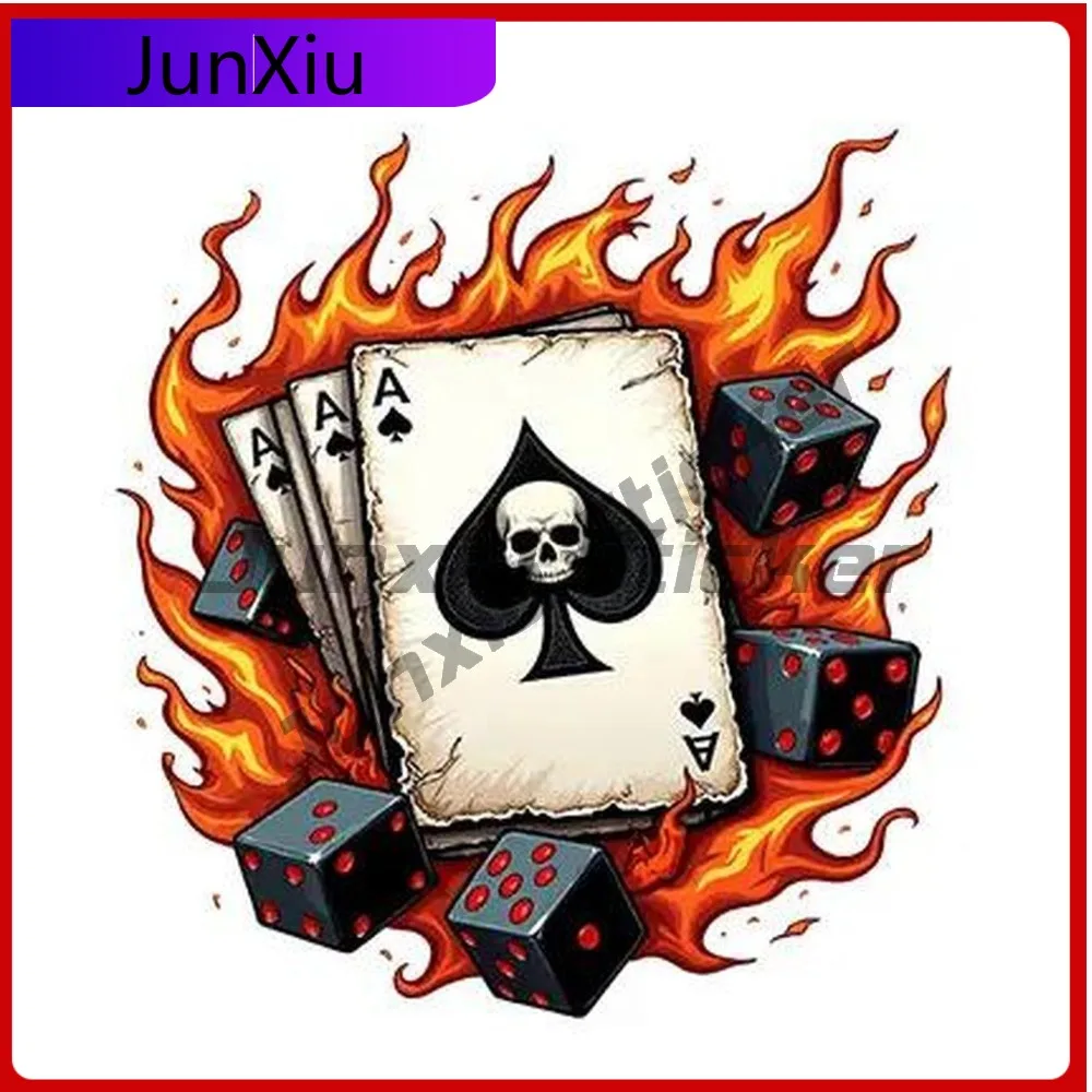 

1pc Flame Poker and Dice Design- Eye-catching/Full of Personality/2D Decal Car sticker